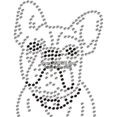 Adorable Bulldog Rhinestone Heat Transfer for Mask